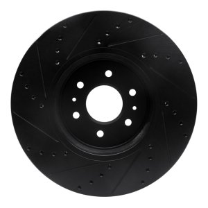 Kia BORREGO Brake Rotor (1) - Front Right - R1 Concepts - Drilled & Slotted - Black - `09-`10